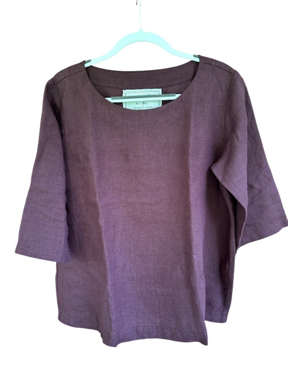 Not perfect Linen January 3/4 Sleeve Linen Top Grape Wine Size XL